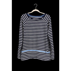 Talbots Navy & White Striped Long Sleeve Top Women’s XL Blue Accent Cotton Modal